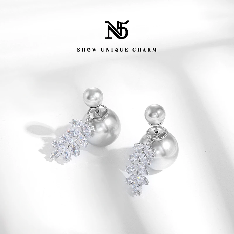 美拉德高级灰8-16mm树叶流苏设计师款气质多种戴法耳环