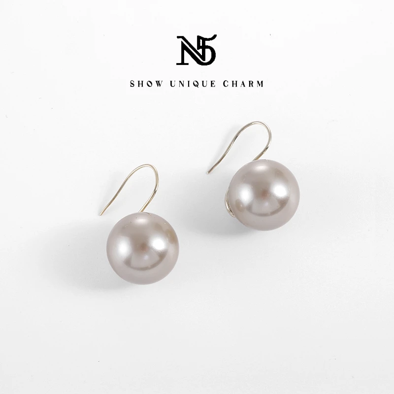 美拉德棕灰色法式气质高级精致经典高跟鞋耳钩16mm【春日花花】