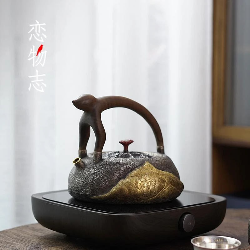 足银999纯手工一张打烧水壶非遗李金柱老师手作煮茶壶 日照金山