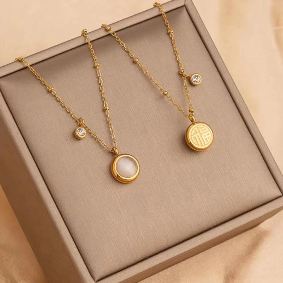 钛钢项链 R074时尚五金女孩轻奢ins双面福袋项链气质锁骨链