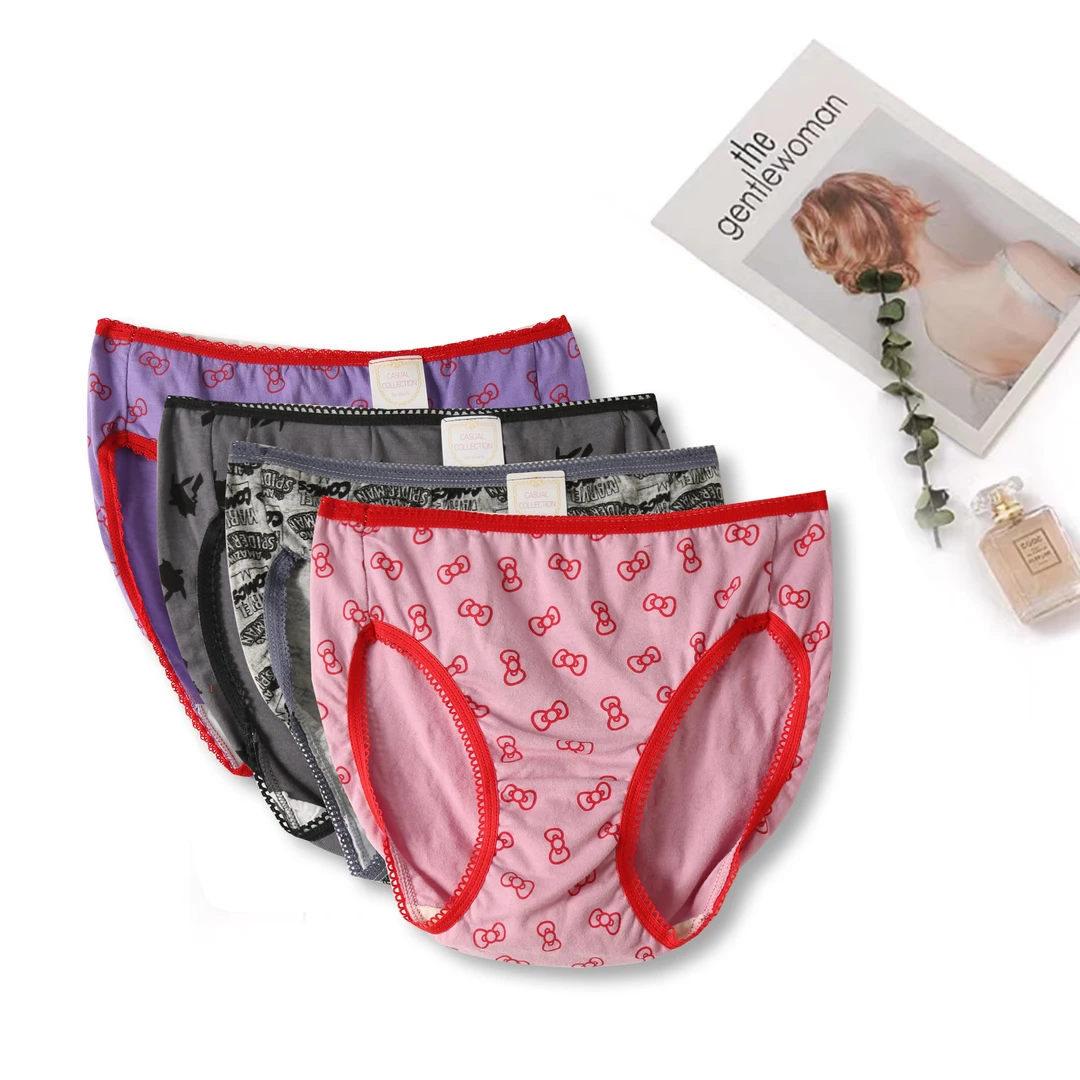 【舒适亲肤 柔软透气！】女士舒适简约内裤3J438（一包4条 颜色混搭）