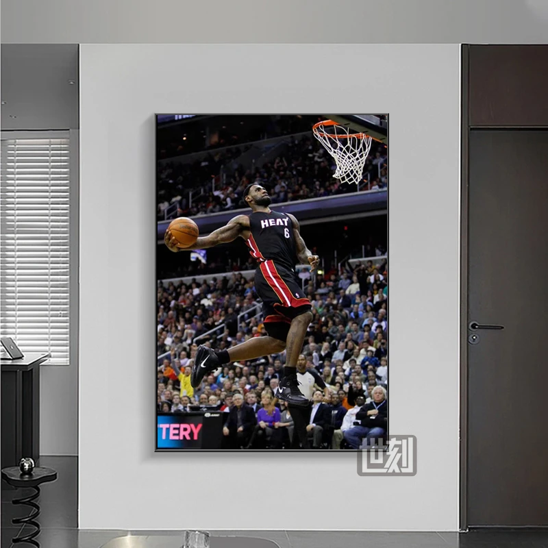 勒布朗詹姆斯NBA挂画篮球明星玄关客厅卧室装饰画晶瓷过道画壁画