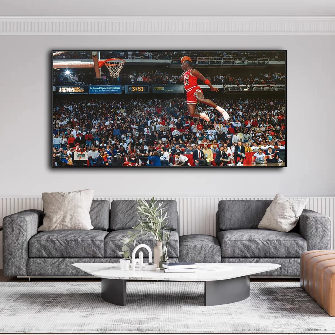 nba乔丹海报挂画客厅卧室背景墙装饰画詹姆斯科比麦迪晶瓷画壁画