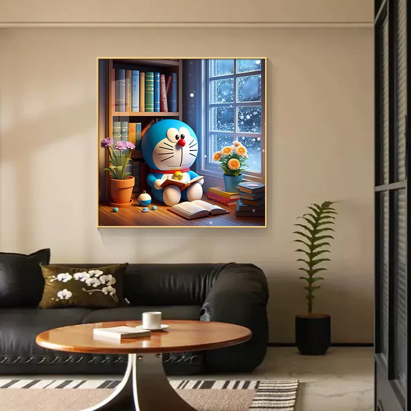 哆啦A梦儿童房卧室挂画男孩女孩现代简约卡通书房主题会所装饰画