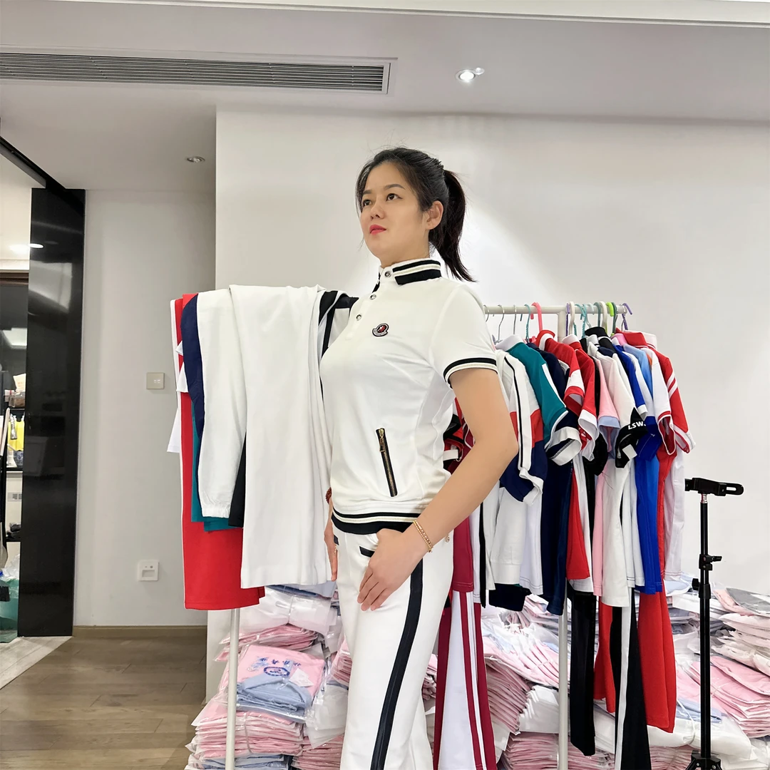 佳木斯健身操白色罗马棉polo夏季透气翻领运动休闲短袖上衣