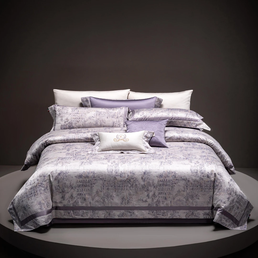 【卡诗兰顿】塞纳河畔-匹马棉长绒棉色织纯棉床品四件套