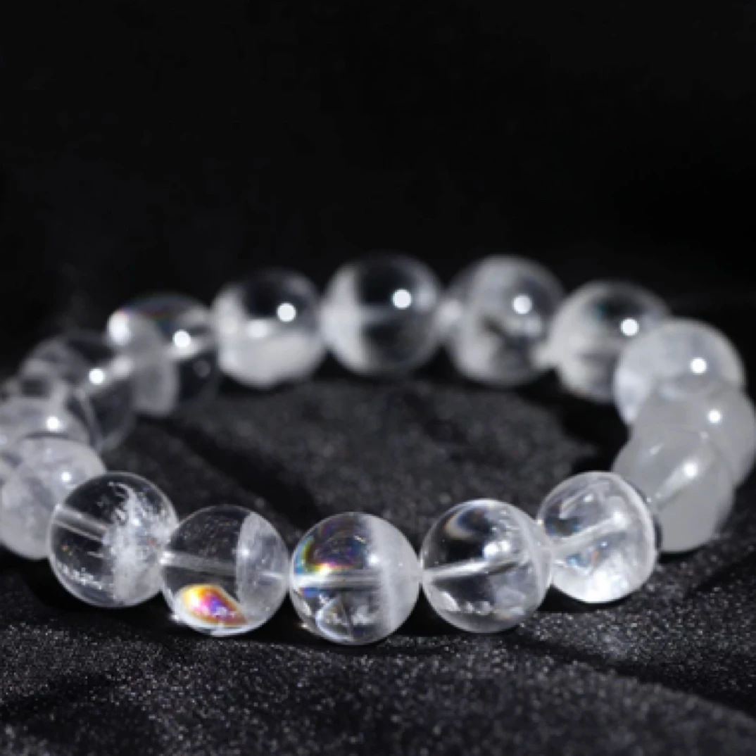 喜马拉雅白幽灵聚宝盆手串彩虹爆闪全净体