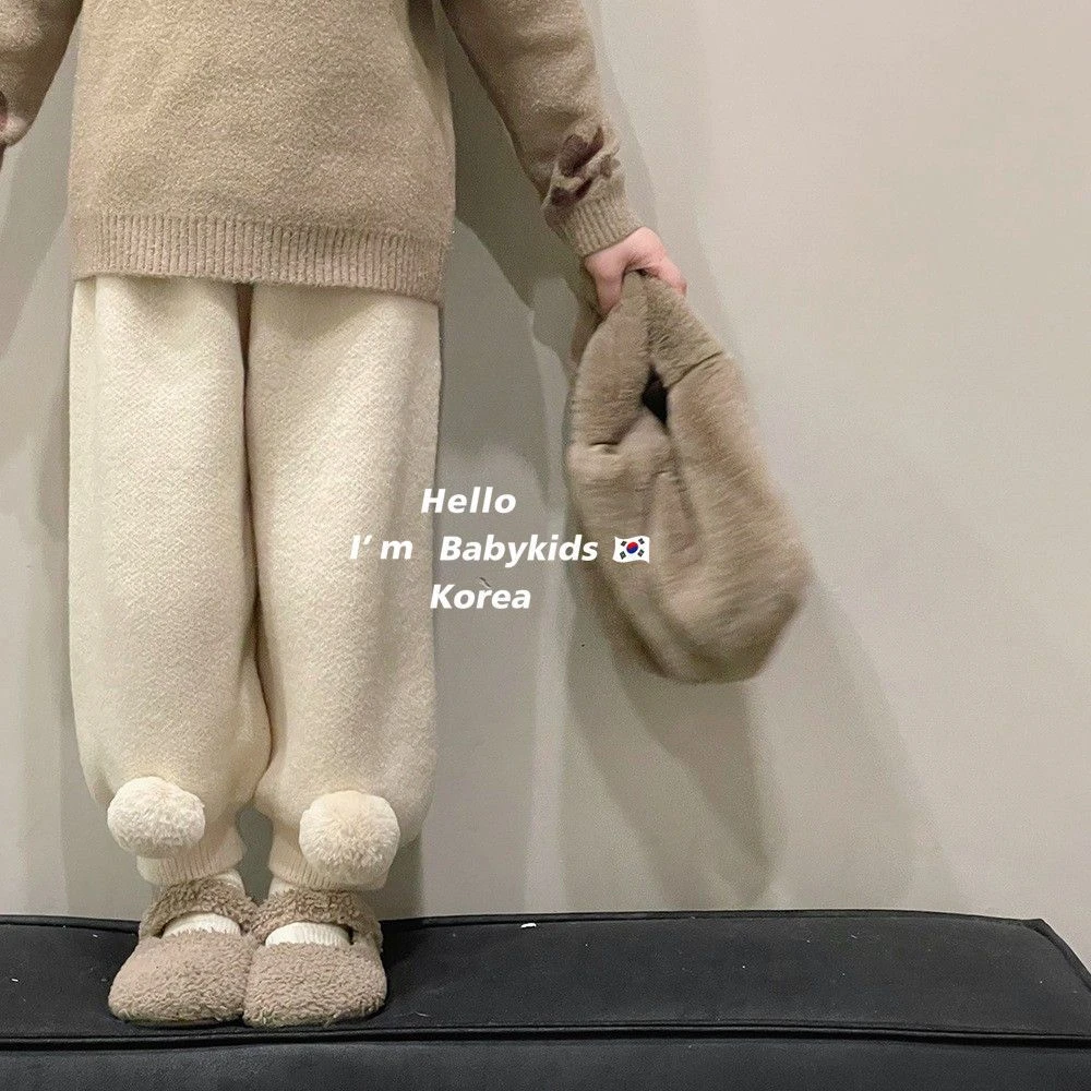 【清仓处理】森系童装女童长裤宝宝水晶绒奶奶裤韩版秋冬儿童防风