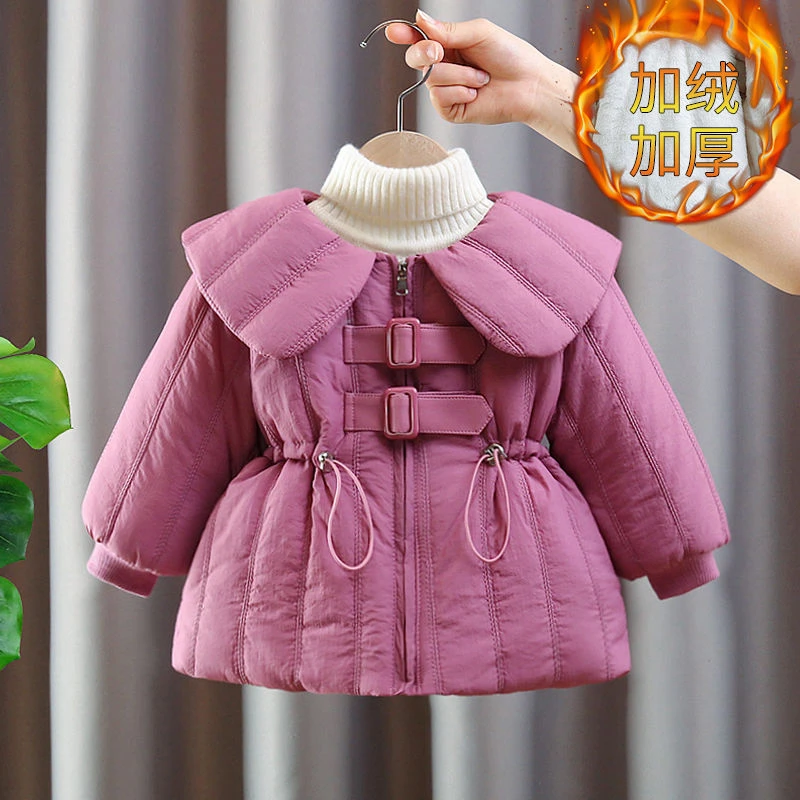 2024新款女童棉服宝宝秋冬衣服婴儿加厚儿童棉袄中长款加绒韩版潮