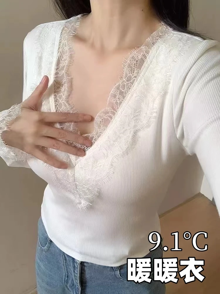 保暖内衣女秋衣秋裤套装2025秋冬带胸垫打底内搭上衣带胸垫可外穿