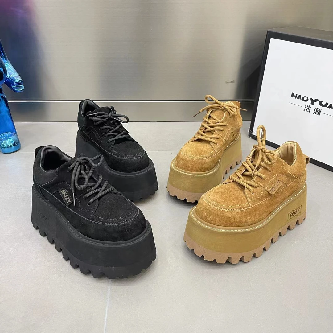 欧洲站透气女鞋2024秋季新款欧货超轻厚底系带休闲运动板鞋单鞋子