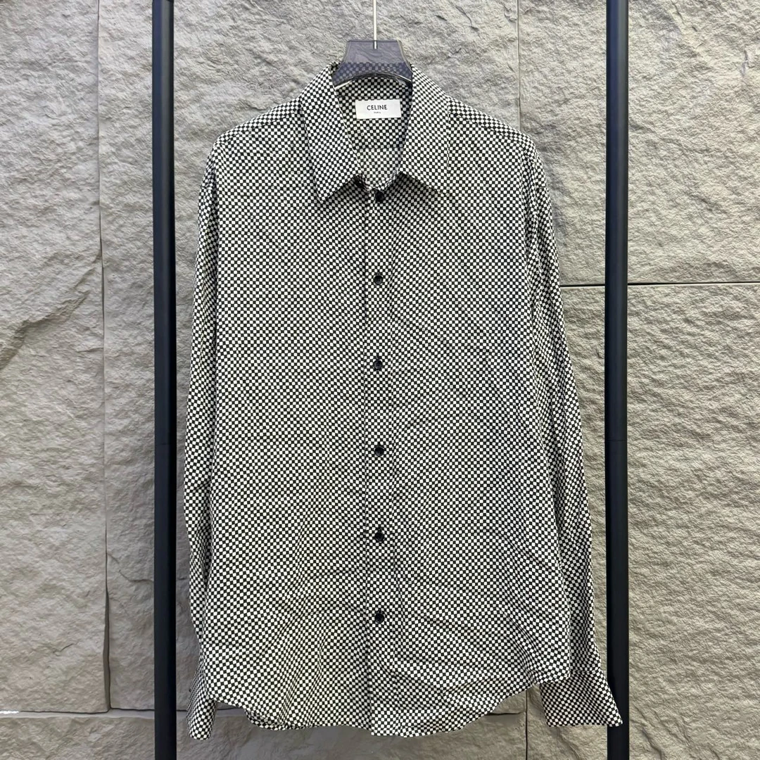 Celine/赛琳/黑白格纹衬衣长袖 41码 99新 GM000689