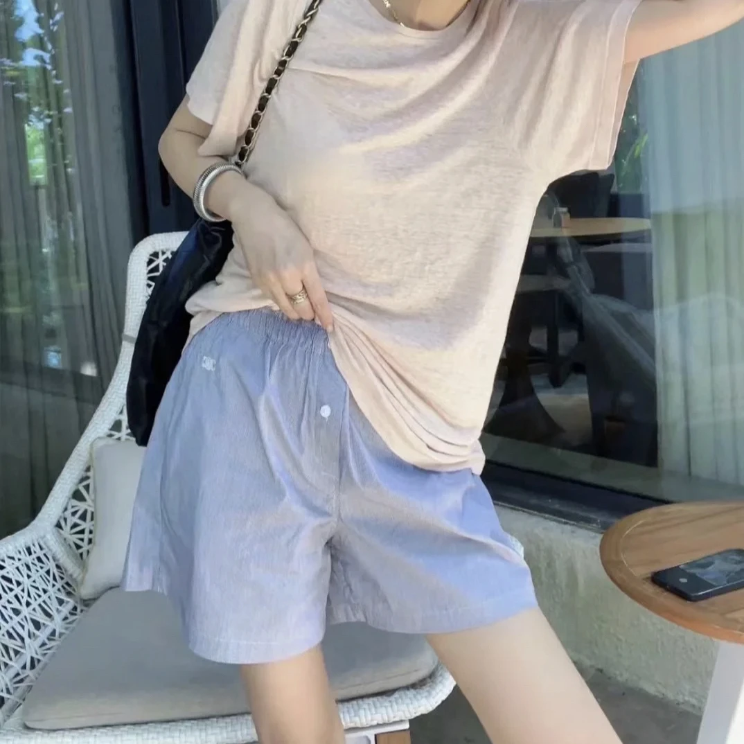 Celine/赛琳/条纹凯旋门小标短裤 36码 99新 GM001101