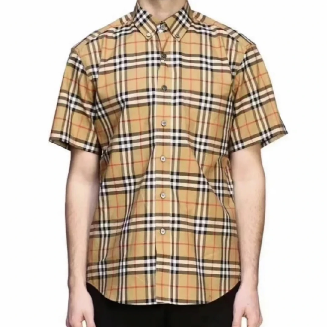 Burberry/博柏利/经典格纹短袖衬衣 XL码 95新 GM001051