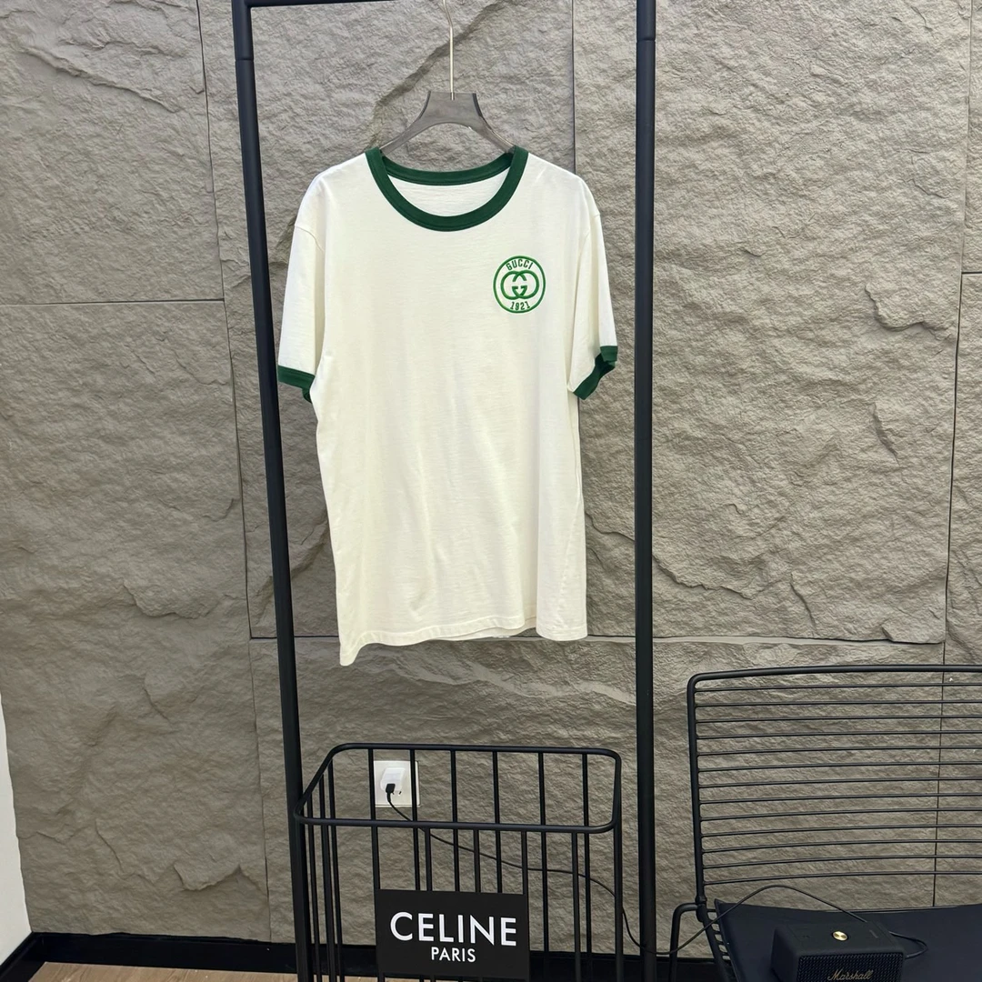 GUCCI/古驰/饰Gucci刺绣 针织棉圆领短袖T恤 99新 XS码 GM000147