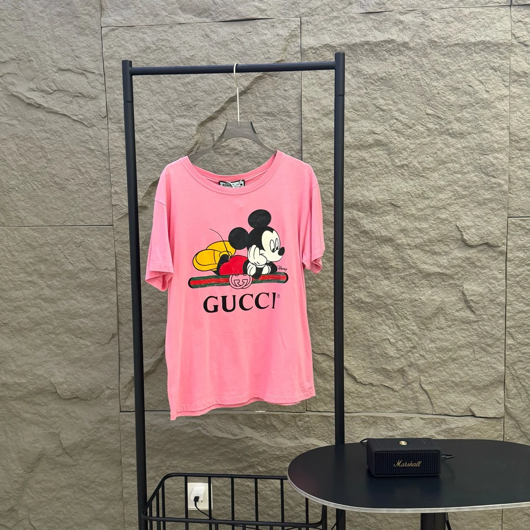 Gucci/古驰/粉色米奇T XXS码 偏大 99新 GM000328