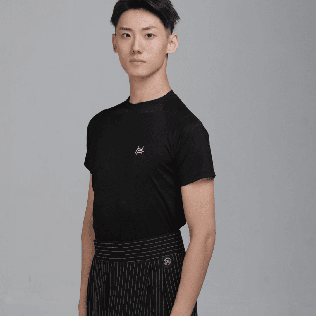 【HF品牌】M02男士圆领短袖莫兰迪色系摩登舞华尔兹拉丁服