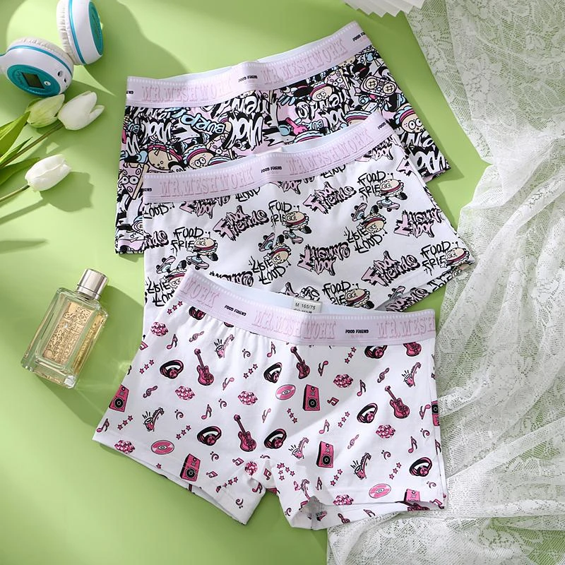 女士内裤女棉质平角les青少年帅t运动简约舒适透气四角短裤头潮