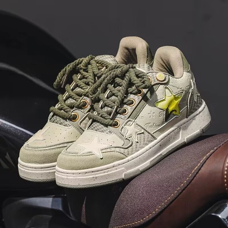 小众龙井星星男鞋子2025秋季新款潮牌厚底面包鞋复古百搭休闲板鞋