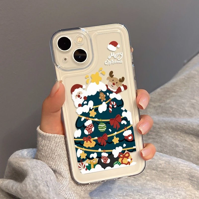 圣诞树苹果15promax手机壳iPhone14新款13硅胶12简约11软壳x女7/8