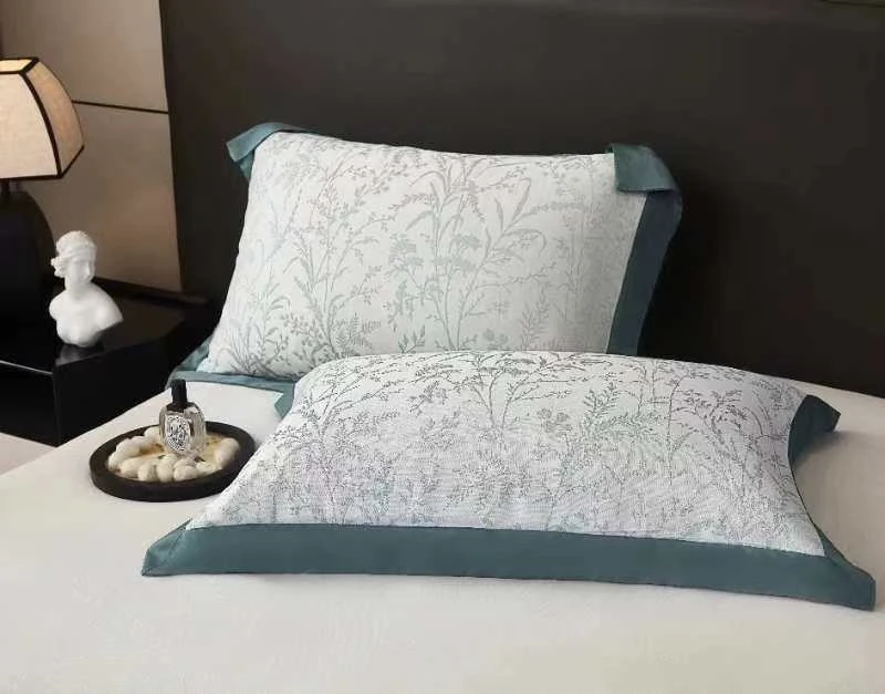 【花之俏蓝】48*74cm天丝棉舒适亲肤透气宽边枕套一对装四季可用