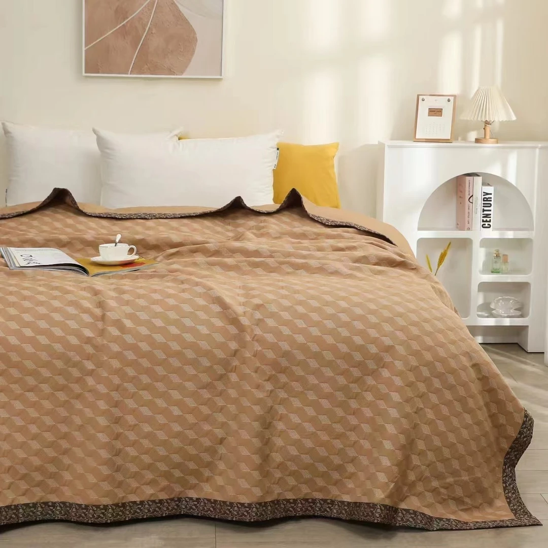 【至妙之境】230*250cm床盖长绒棉汉麻纤维双面丝滑提花 四季可用