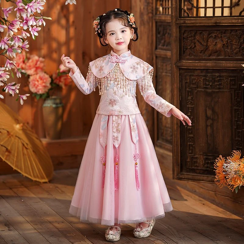 女童汉服春秋款2023秋季新款古装超仙儿童裙子中秋节古风