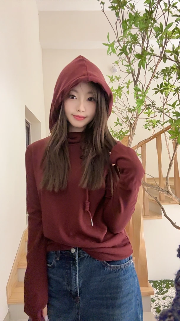 【COCO可可】百搭连帽打底衫显瘦高弹休闲磨难长袖T恤