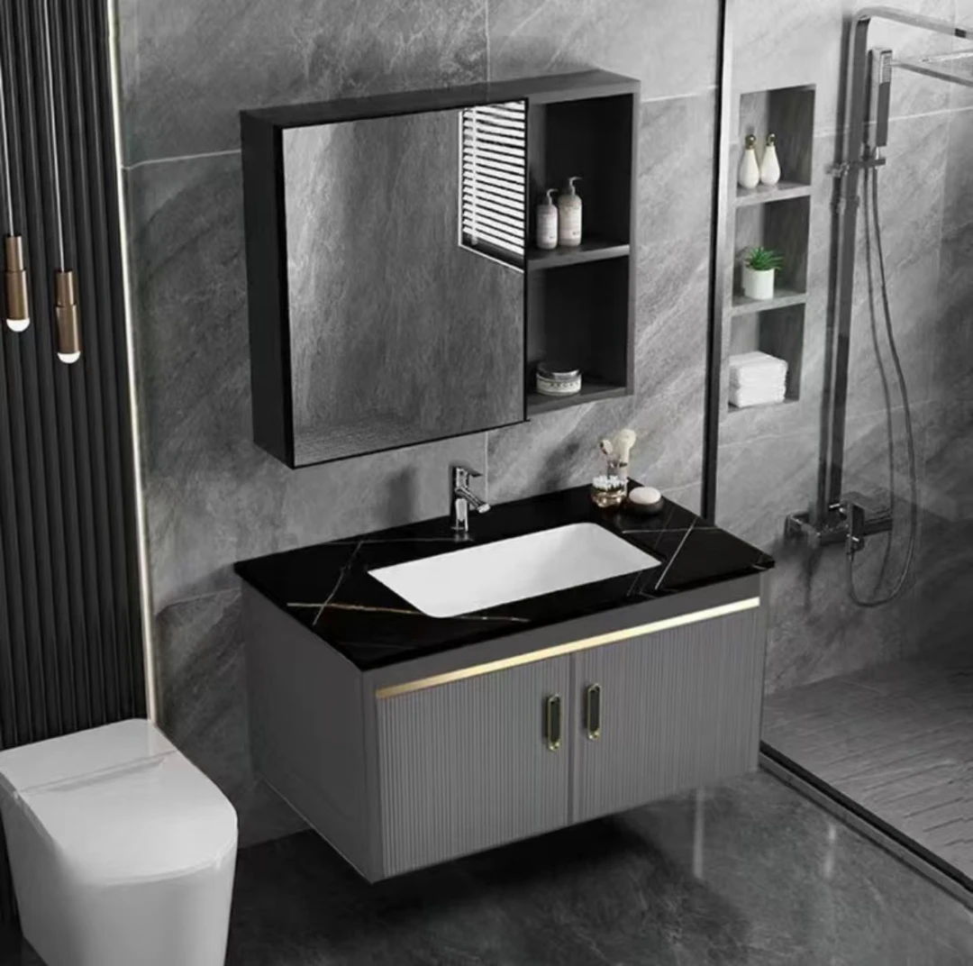 岩板浴室柜卫生间洗脸盆洗手台盆柜组合洗脸台盆柜组合岩板浴室柜