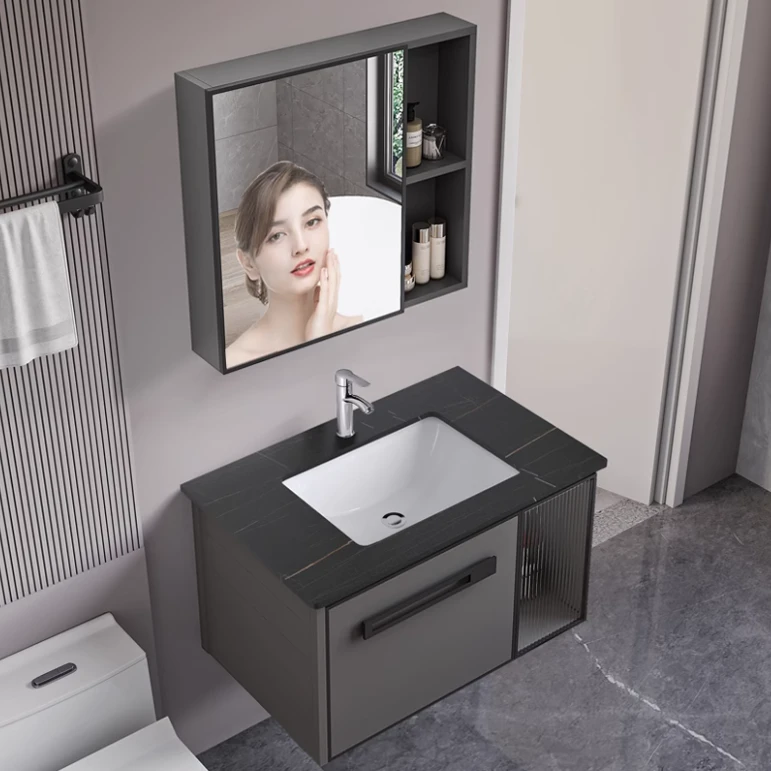 简约防潮耐磨浴室柜悬挂玻璃门智能镜柜陶瓷一体盆洗漱台洗脸盆柜