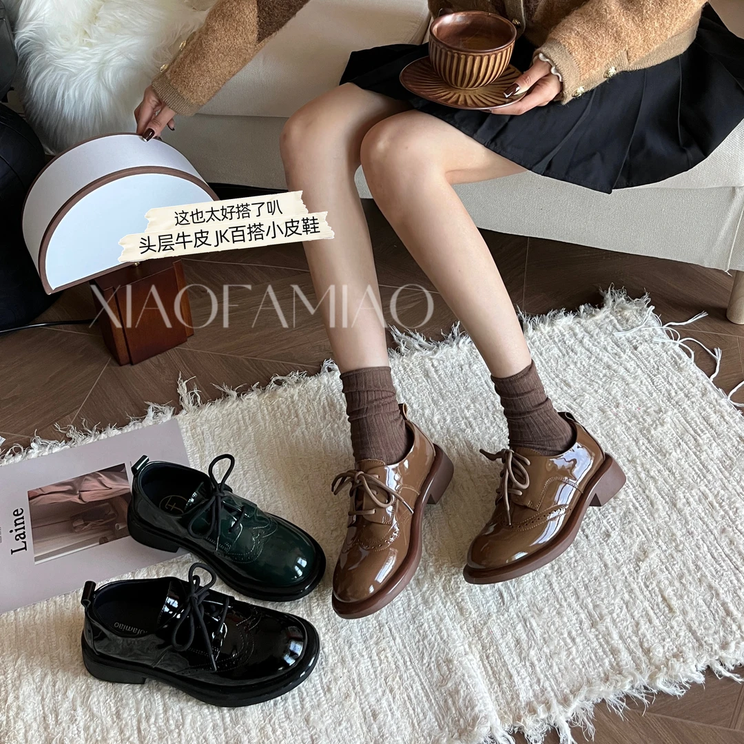 小发喵经典「雕花漆光绑带乐福鞋｜廓形碰撞摩登复古臻境」999