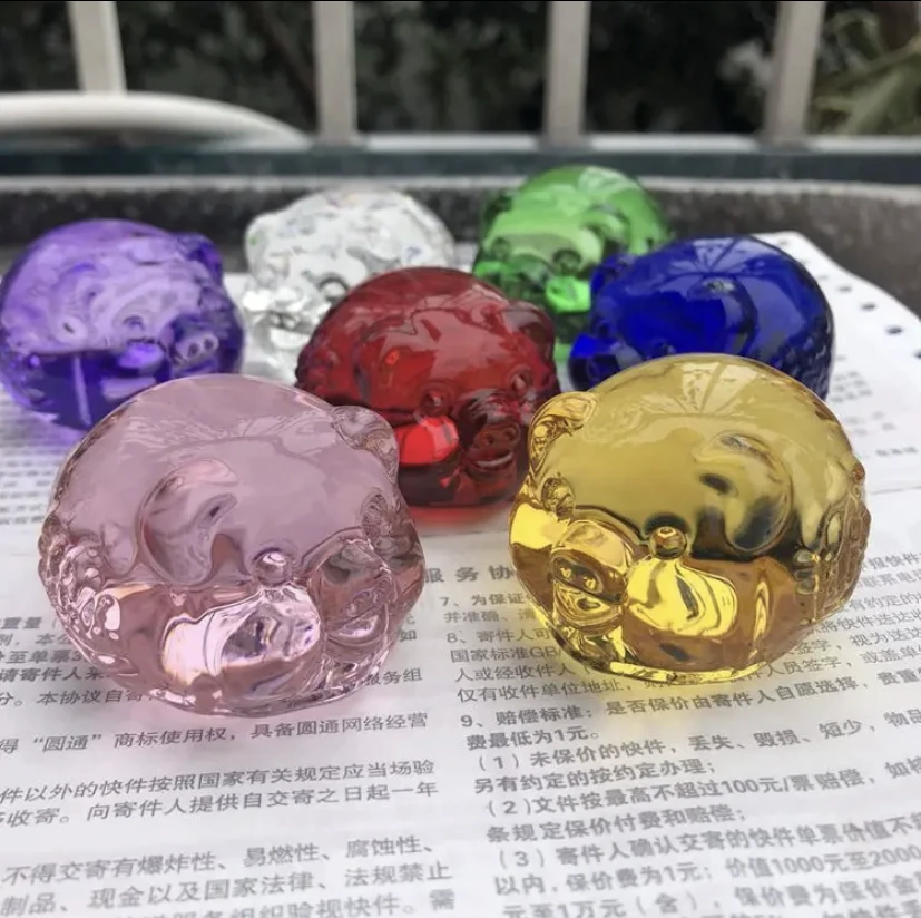水晶琉璃猪手工摆件车载家居吉祥礼物福猪工艺品礼物多样性发货