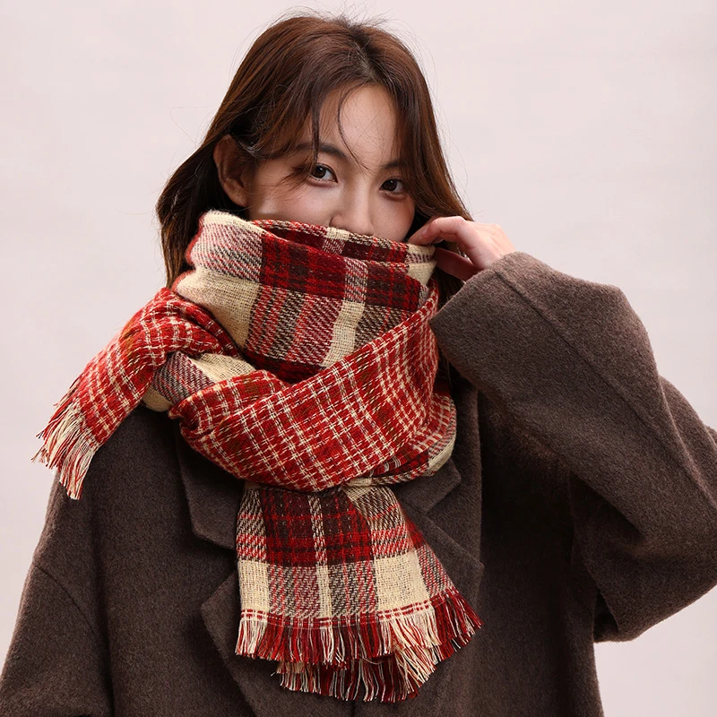 长款格子围巾围脖情侣春秋冬季加厚保暖百搭学生网红时尚礼物个性