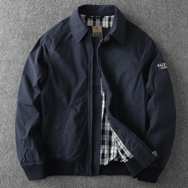 仓石一树2025新款黑色行政夹克外套男秋冬季翻领纯色百搭长袖上衣