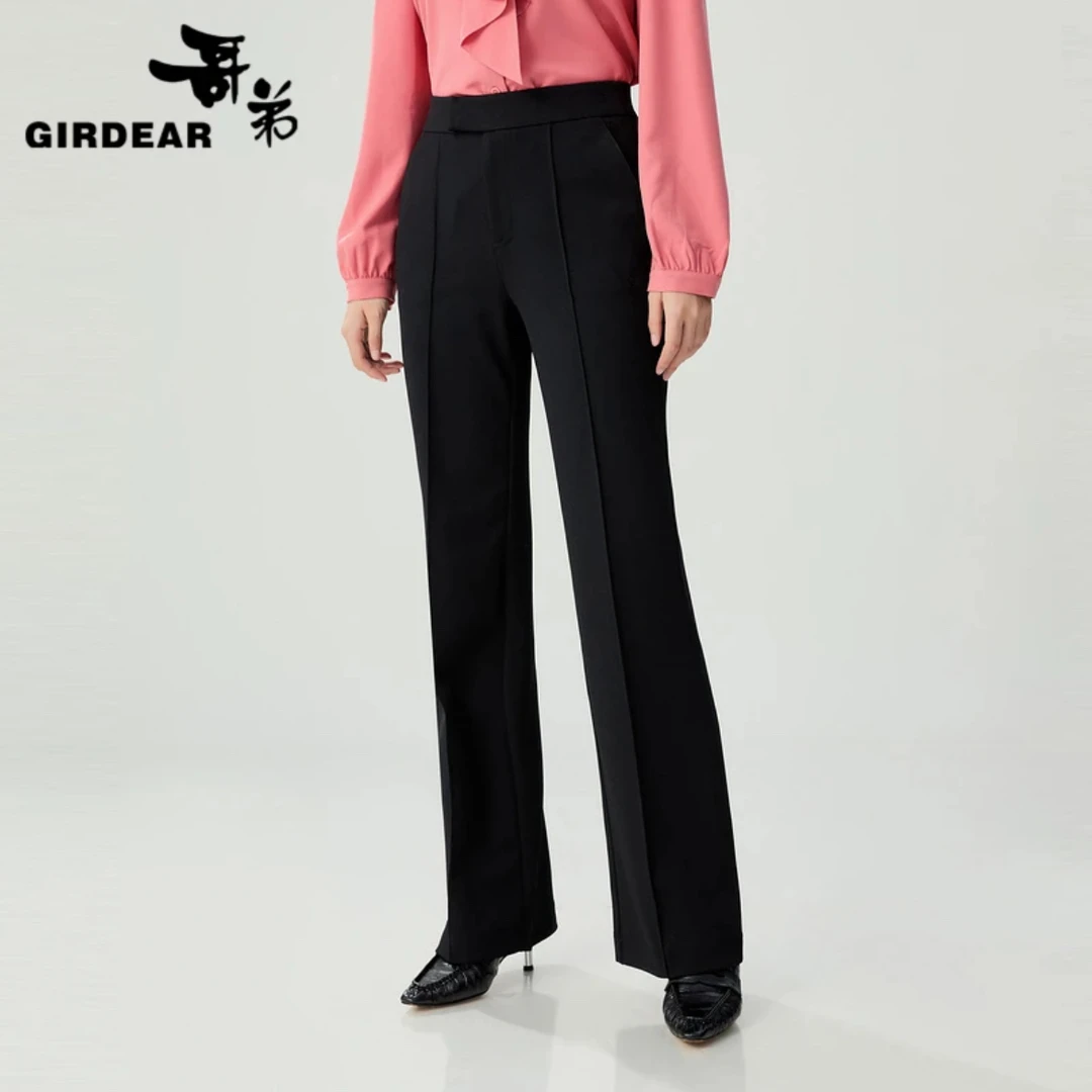 GIRDEAR/哥弟品质女装新款百搭高腰显瘦四面弹微喇裤女1100497