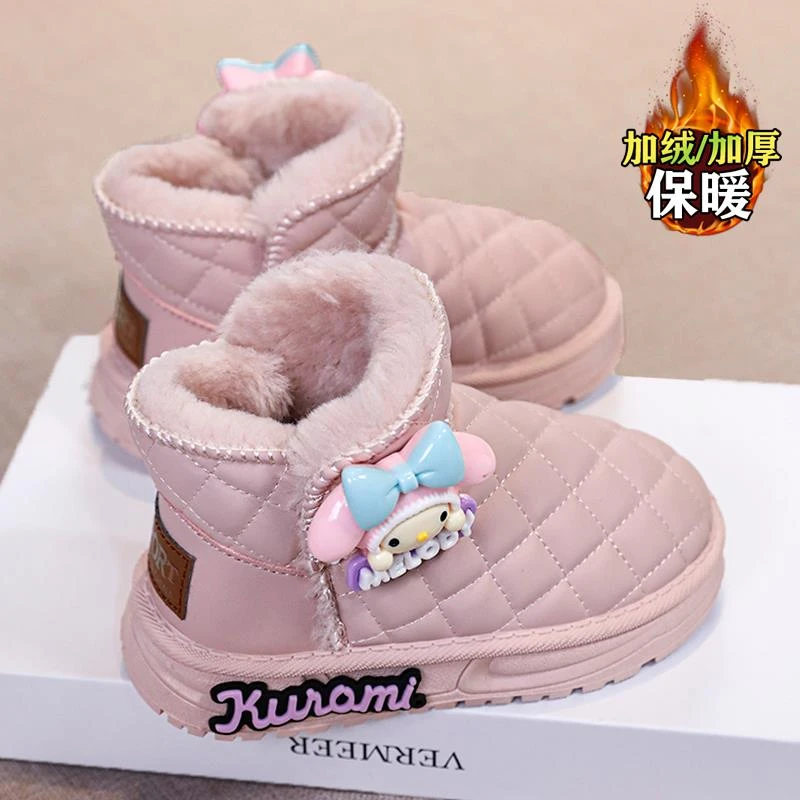 ins潮女童雪地靴2024冬季新款加绒加厚儿童大棉鞋女孩时尚皮毛一