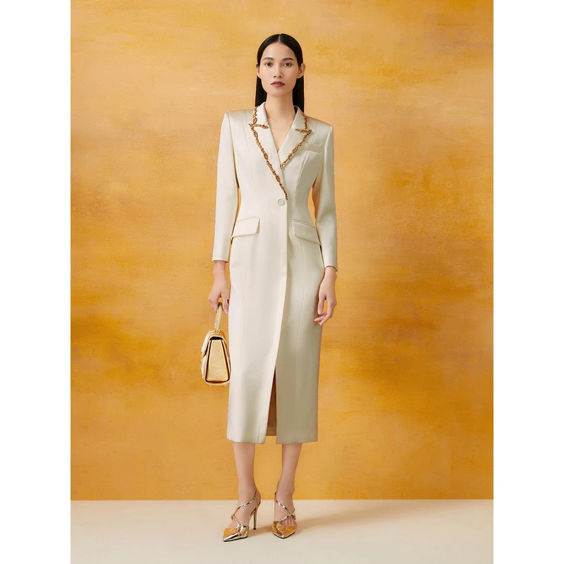 Song of Song歌中歌气质长袖白色轻奢时尚修身连衣裙5C34105420