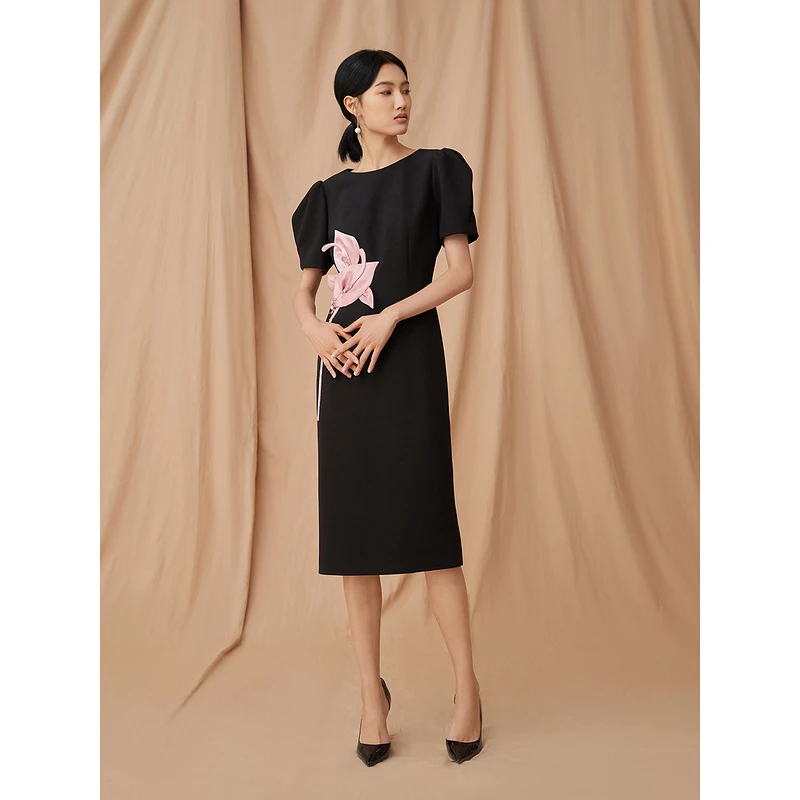 Song of Song/歌中歌宽松黑色春夏设计师优雅连衣裙5C32105460