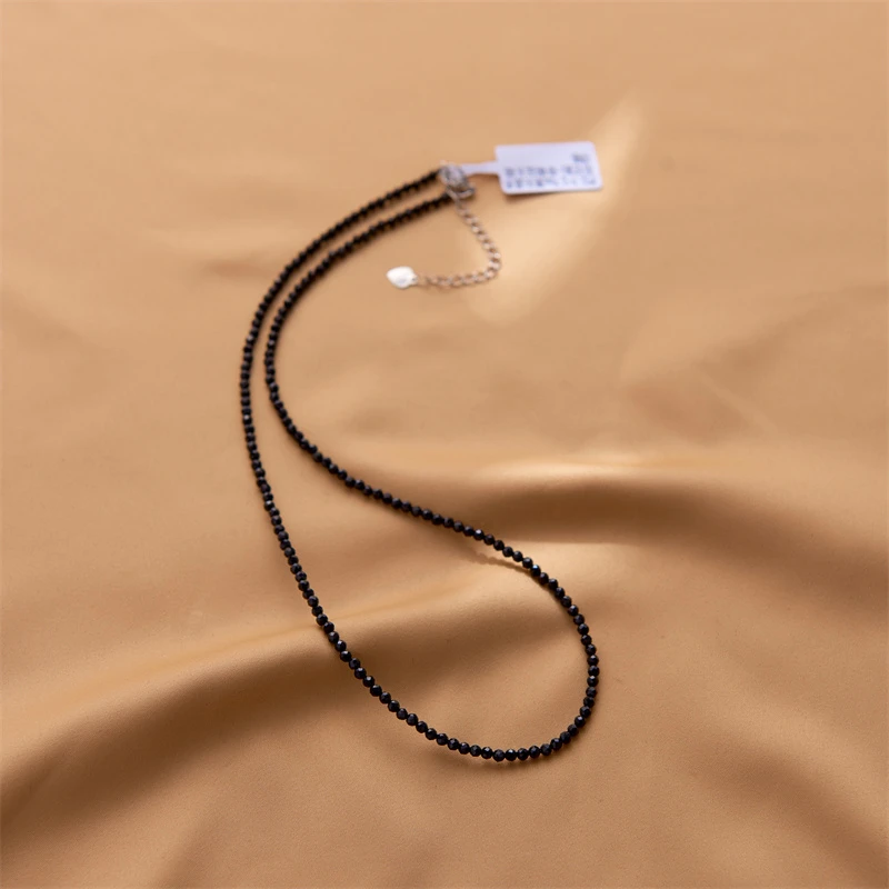 约2.5mm黑尖晶多面切割项链