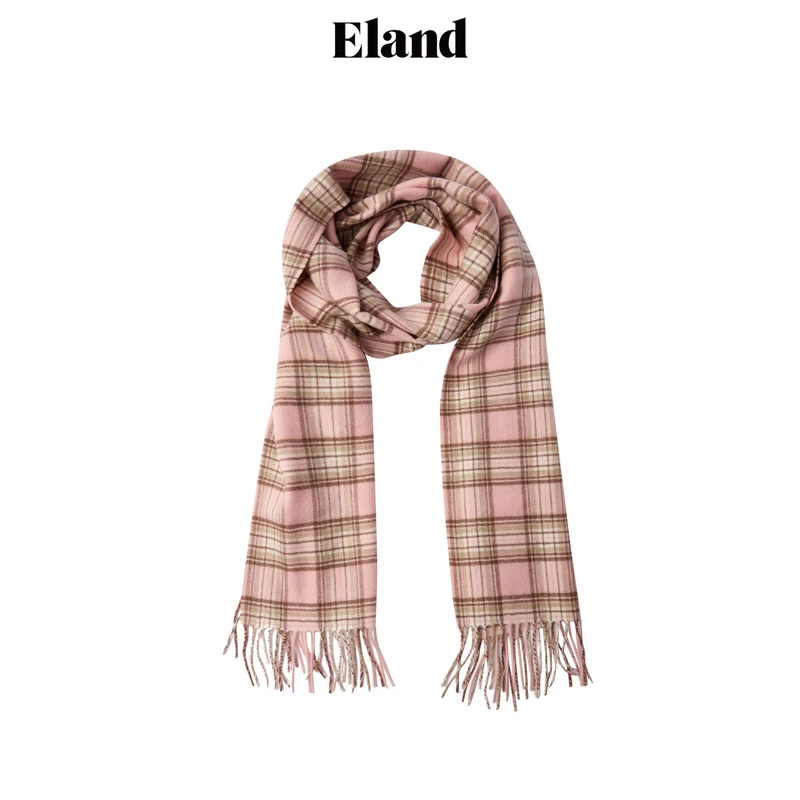 Eland衣恋围巾女宽版格纹流苏边围巾EEAME4VM01