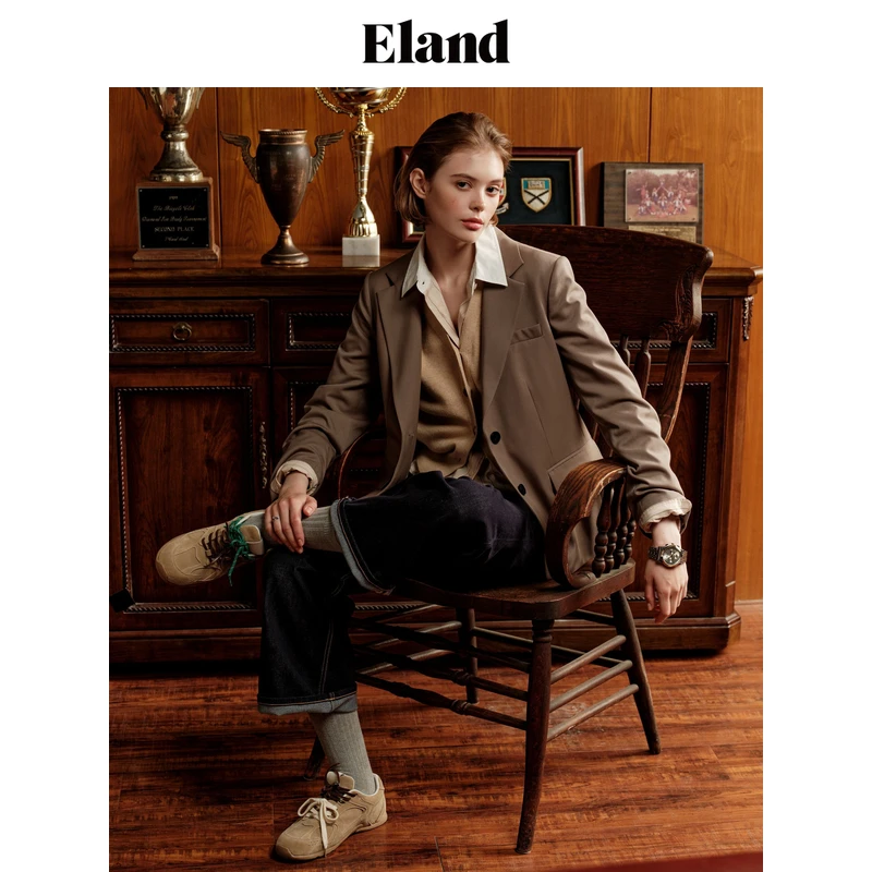 【丹宁牛仔系】Eland衣恋牛仔裤复古牛仔舒适九分锥裤EETJE49R09