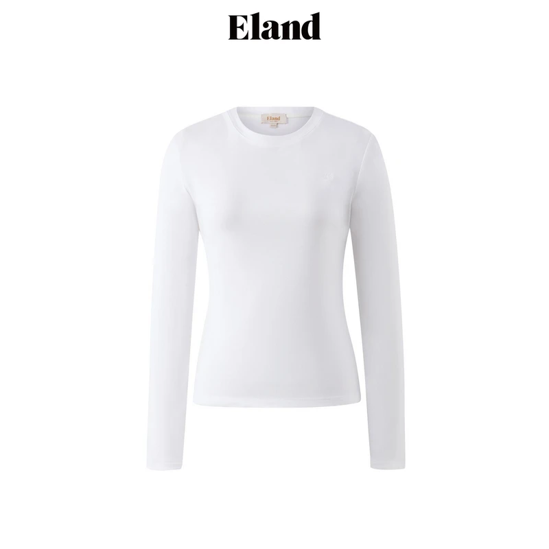 【商场同款新品】Eland衣恋T恤女简约舒适显瘦长袖上衣EELAF11Q91