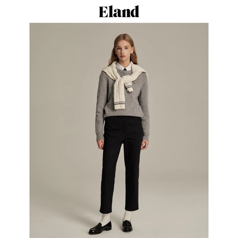 Eland衣恋热力感休闲裤女小脚裤版型合身微锥形裤子女EETCD49R01