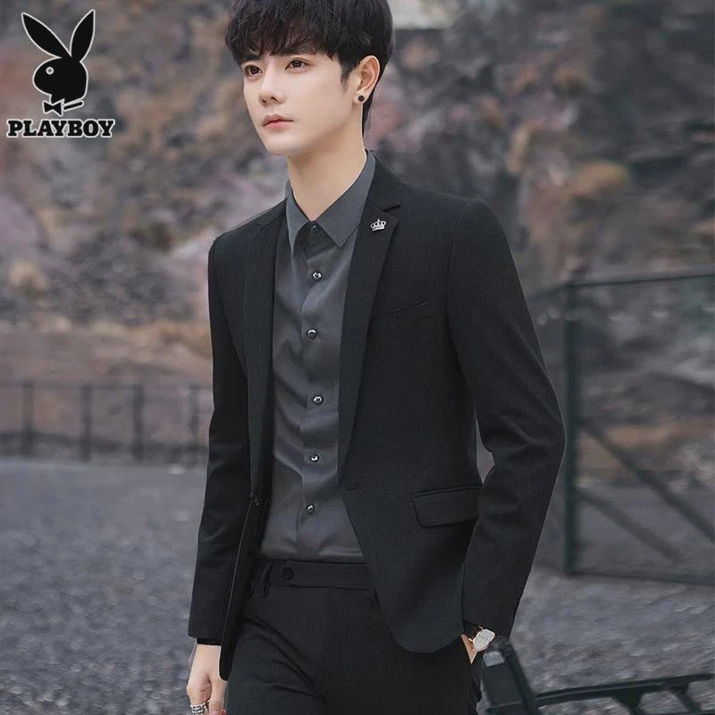 花花公子休闲小西装男士冬季新款潮流百搭帅气韩版单西服外套男装