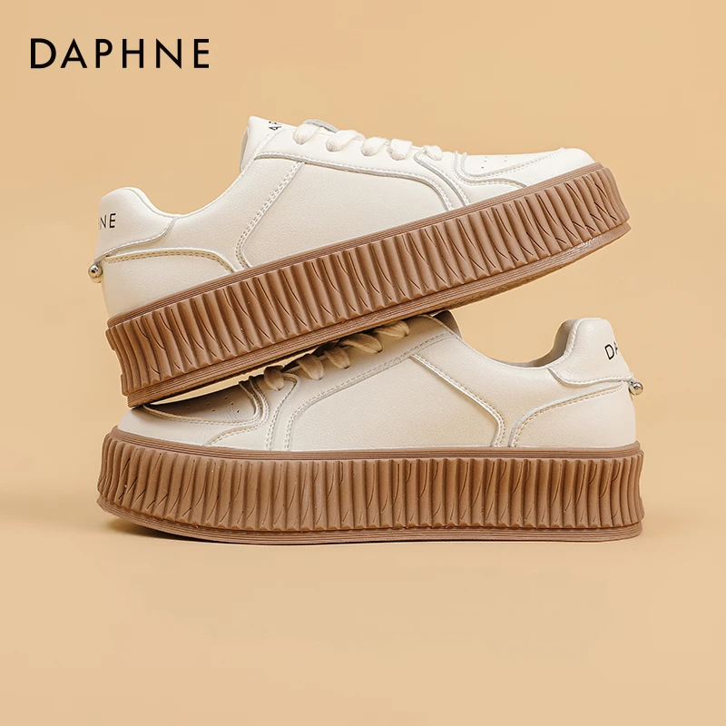 达芙妮厚底小白鞋女2023新款女鞋松糕底饼干鞋女情侣休闲运动板鞋