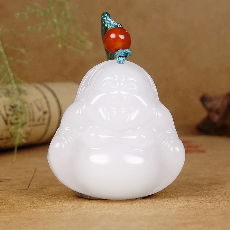 新疆天然金丝玉大肚佛公一物一证多样性发货女款白色时尚气质俏色