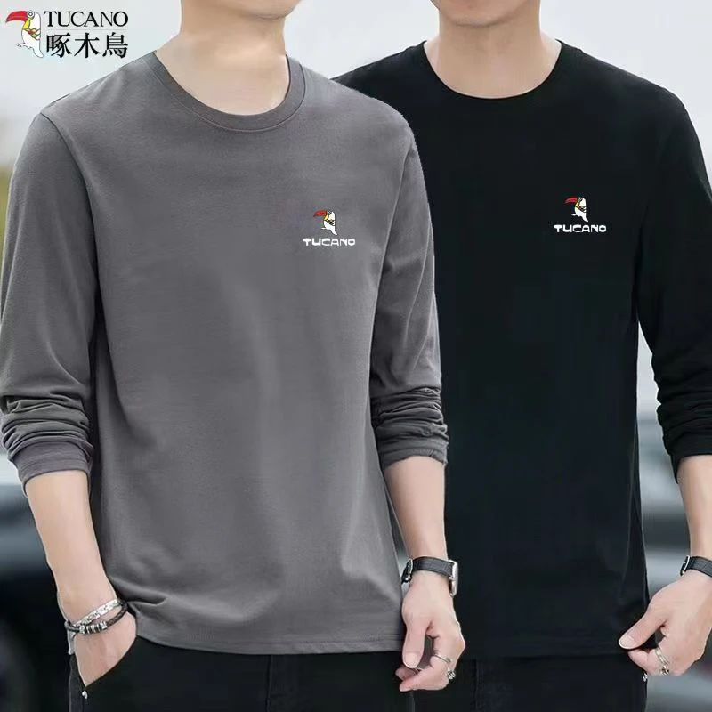 TUCANO/啄木鳥100%纯棉男士长袖百搭T恤衫男士休闲透气衣服打底衫