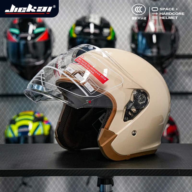 JIEKAI捷凯3C认证摩托车半盔3/4头盔电动车踏板四季通用安全帽