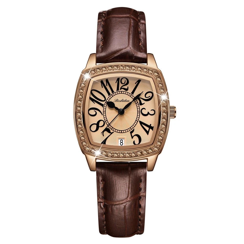 时尚轻奢酒桶复古数字防水女士石英腕表8180专属