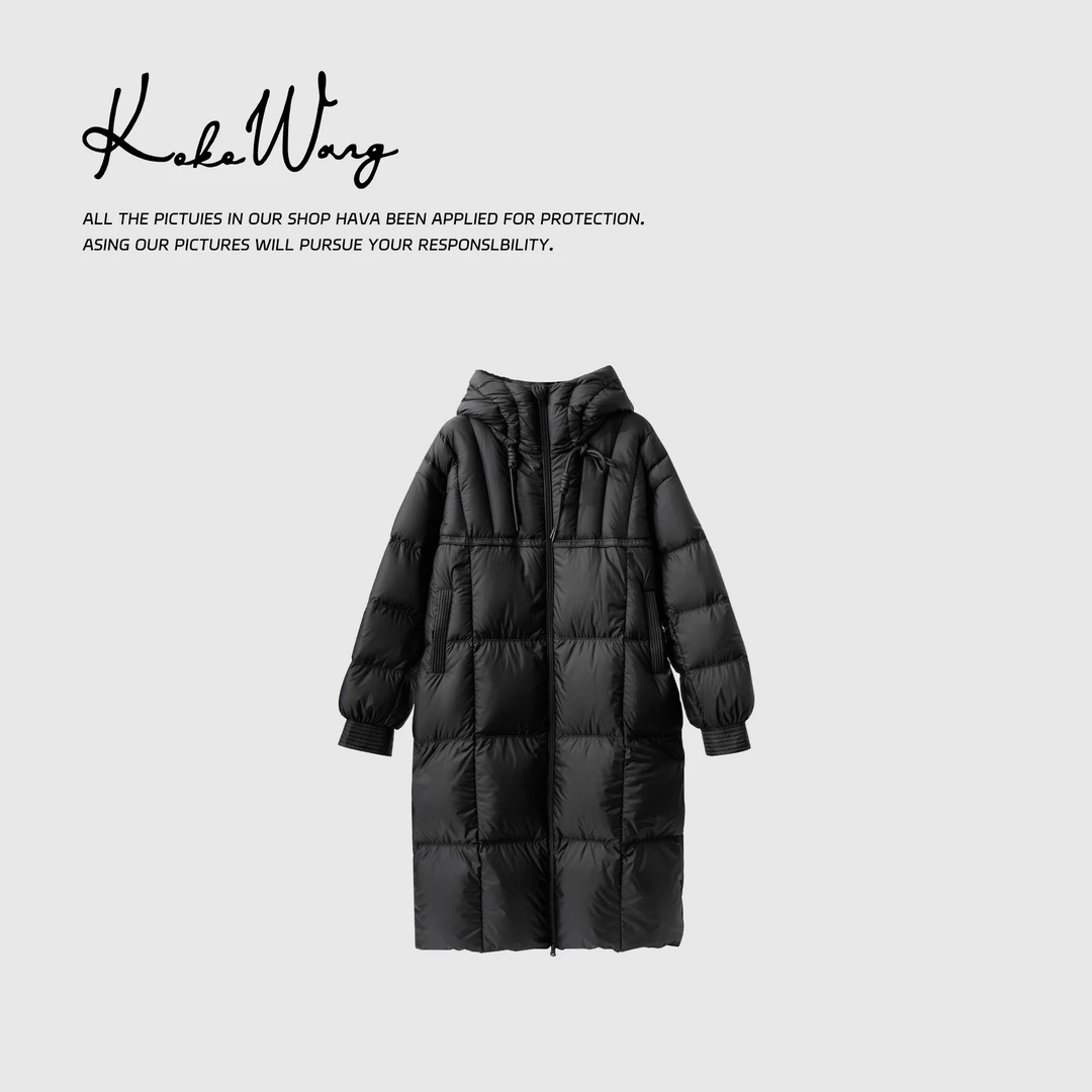 KOKOWANG95克科鲁达白鹅无胆直充连帽中长款鹅绒外套234384G19W42